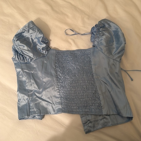 Elegant Blue Satin Princess Polly Women's Top - Picture 2 of 2